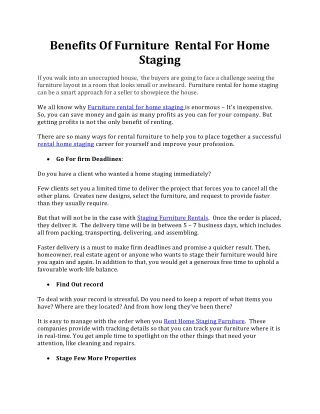 Furniture Rental For Home Staging