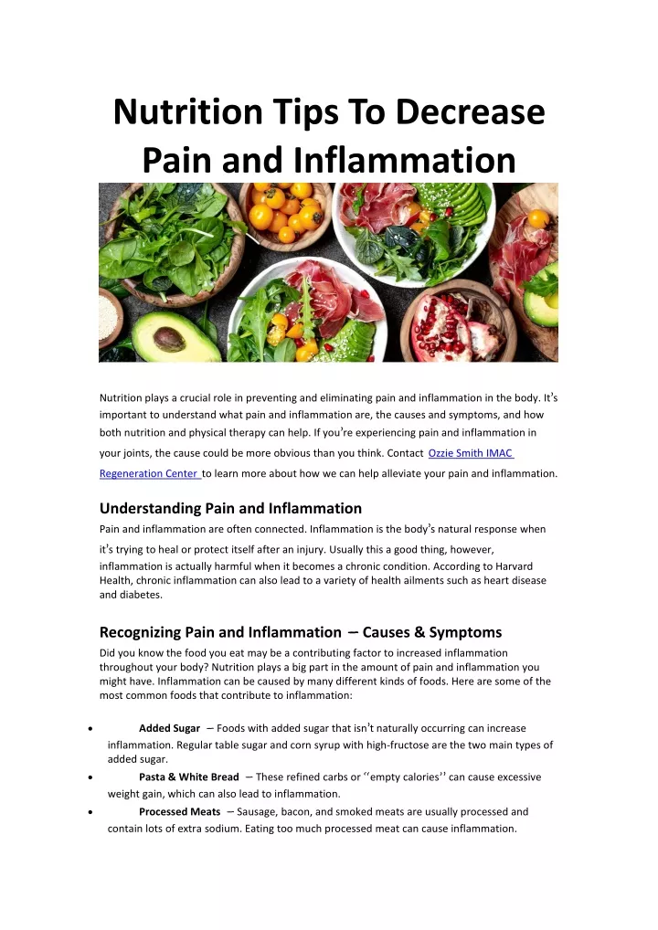 nutrition tips to decrease pain and inflammation