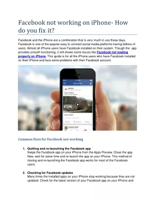 Facebook not working on iPhone- How do you fix it?
