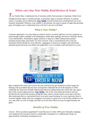 True Vitality| Side Effects | Reviews  | Benfits | Ingredients.