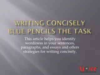 Writing Concisely blue pencils the Task - Voiceskills