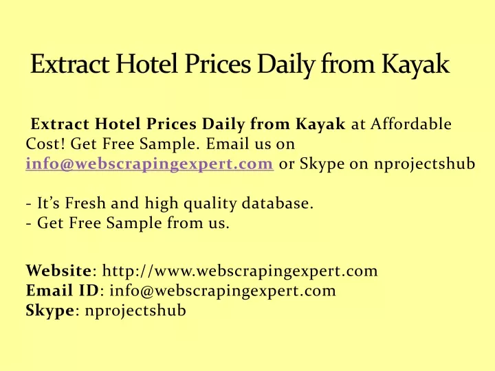 extract hotel prices daily from kayak