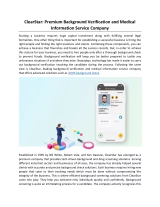 clearstar premium background verification