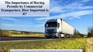 The Importance of Having Permits by Commercial Transporters. How Important is it?
