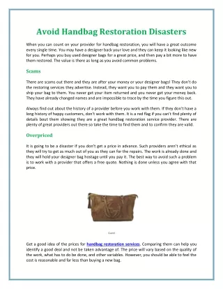 Avoid Handbag Restoration Disasters