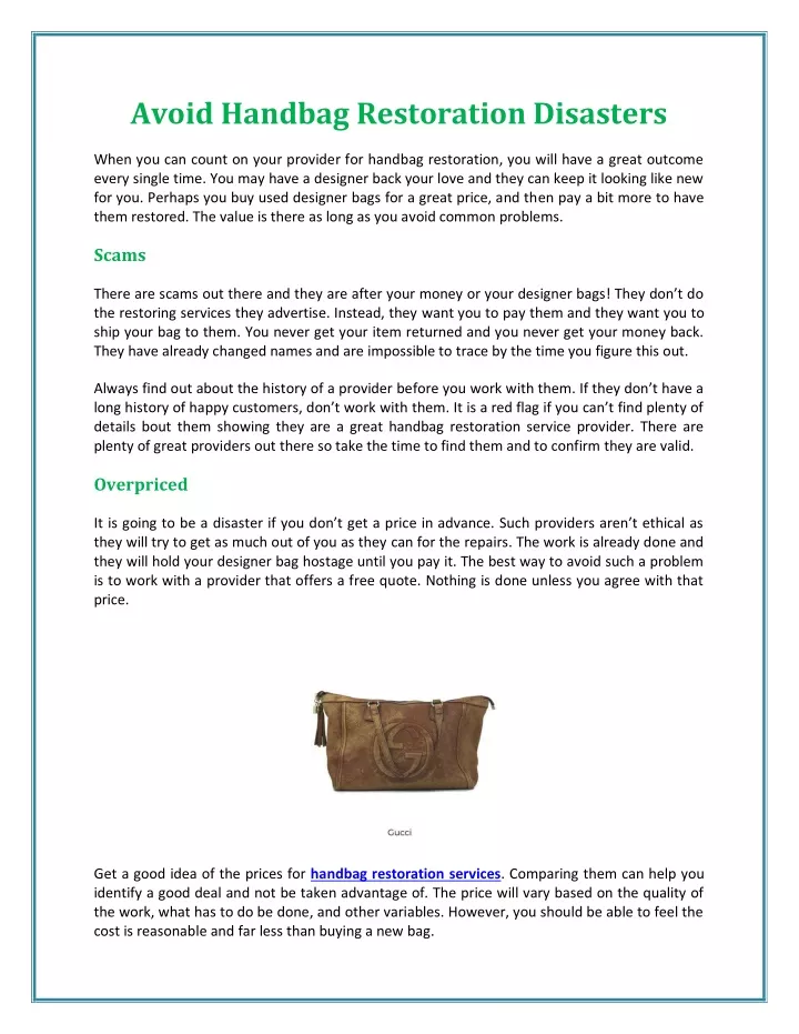 avoid handbag restoration disasters