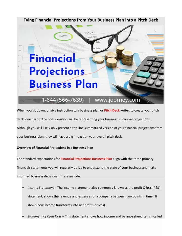 tying financial projections from your business