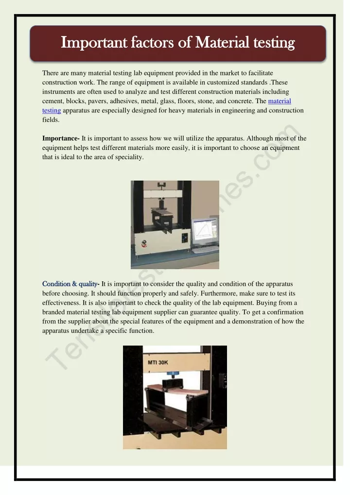 important factors of material testing important