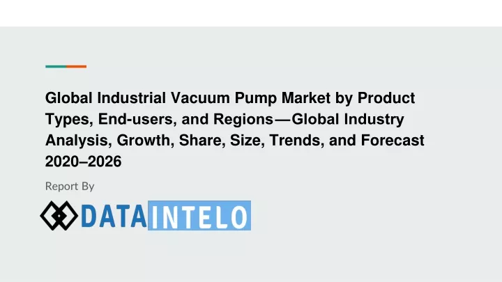 global industrial vacuum pump market by product