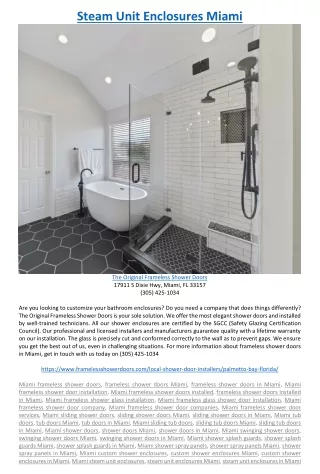 steam unit enclosures miami