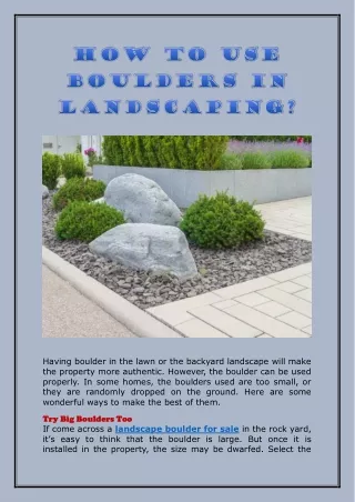 having boulder in the lawn or the backyard