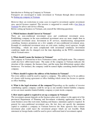 introduction to setting up company in vietnam