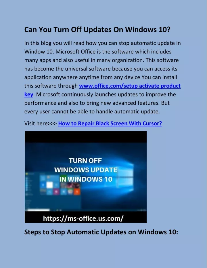 can you turn off updates on windows 10