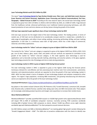 laser technology market worth 16 9 billion by 2024