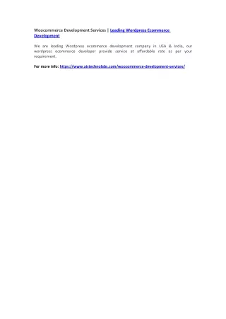 woocommerce development services leading
