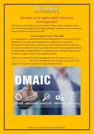 benefits of six sigma skill in business