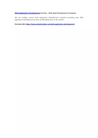 web application development services