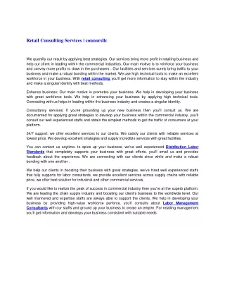 retail consulting services connorsllc