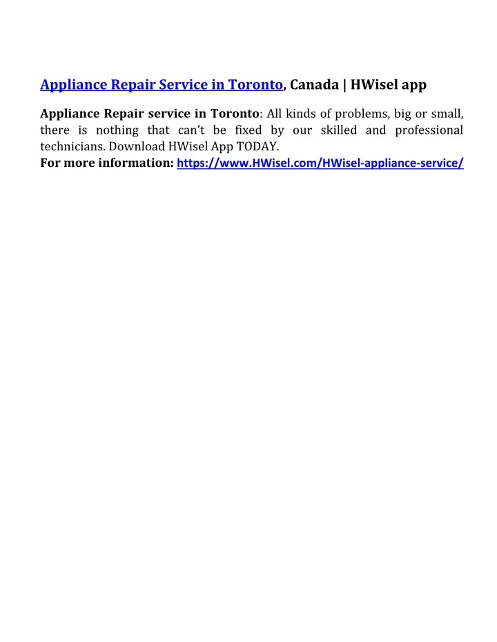 appliance repair service in toronto canada hwisel