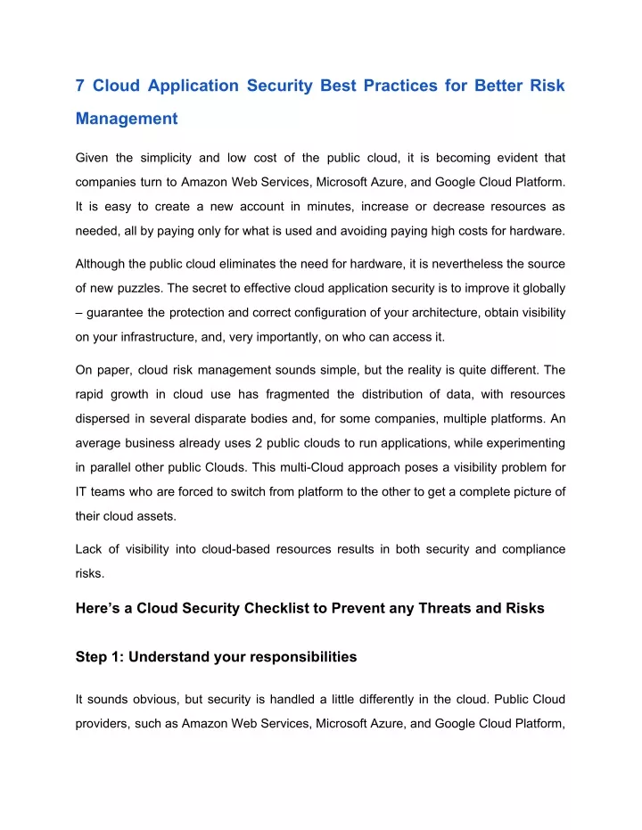 7 cloud application security best practices