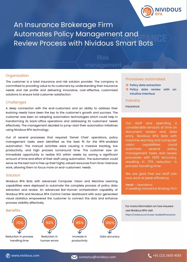 an insurance brokerage firm automates policy