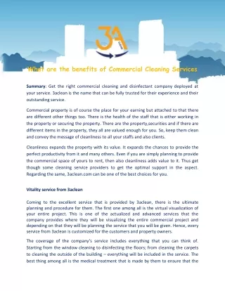 what are the benefits of commercial cleaning