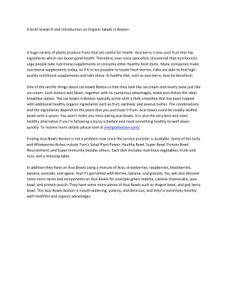 a brief research and introduction on organic