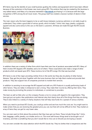 bts items may be the identify of your small
