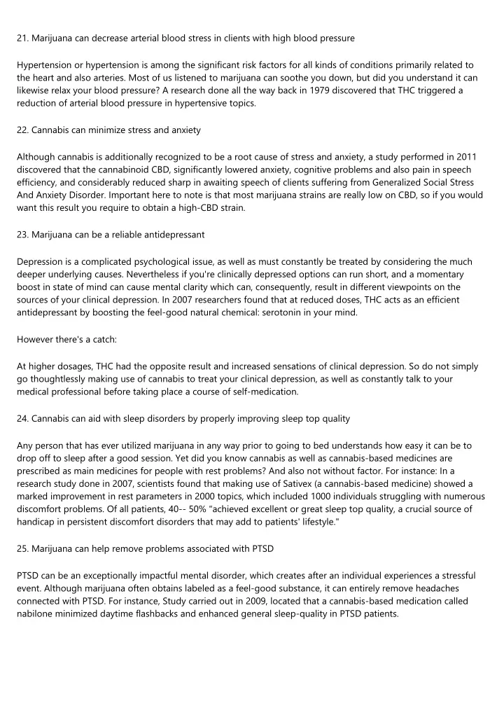 21 marijuana can decrease arterial blood stress