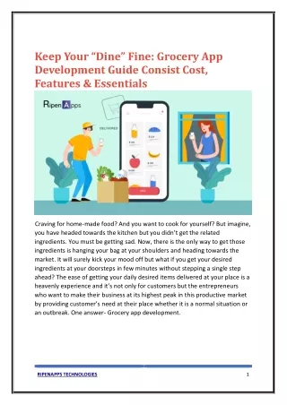 Keep Your “Dine” Fine: Grocery App Development Guide Consist Cost, Features & Essentials