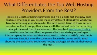 what differentiates the top web hosting providers from the rest