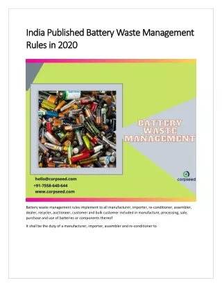 India Published Battery Waste Management Rules in 2020