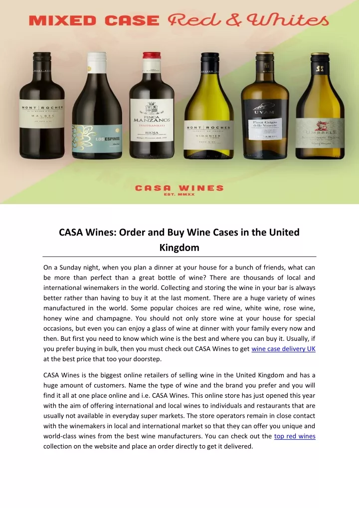 casa wines order and buy wine cases in the united