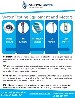 Water Quality Testing Equipment and Meters – Cannon Water
