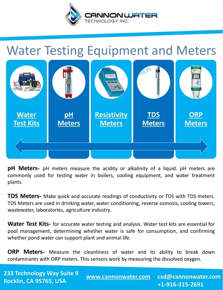 water testing equipment and meters