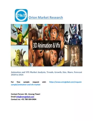 Animation and VFX Market Analysis, Trends, Growth, Size, Share, Forecast 2020 to 2026