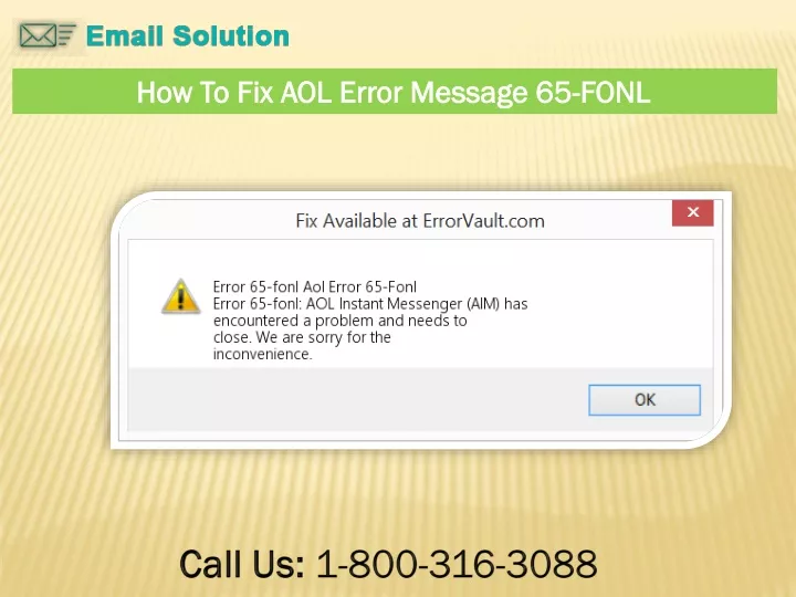 how to fix aol error message 65 fonl