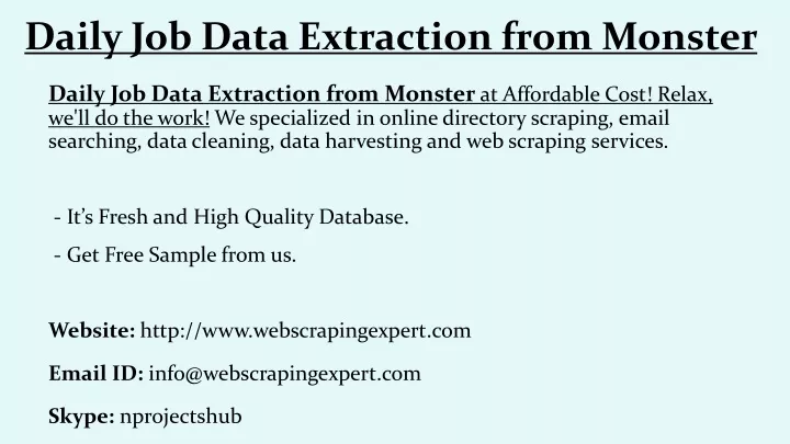 daily job data extraction from monster