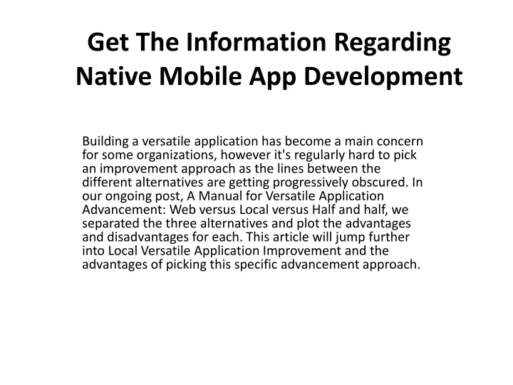get the information regarding native mobile app development