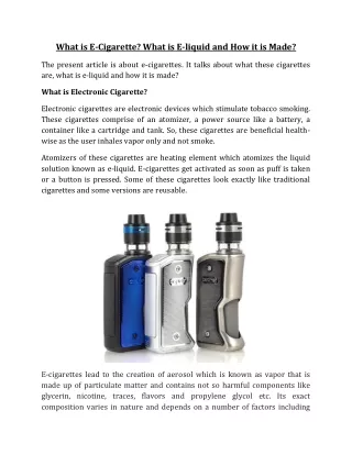 what is e cigarette what is e liquid