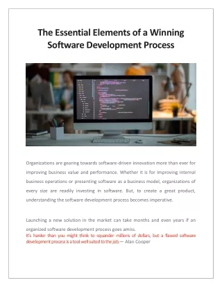 The Essential Elements of a Winning Software Development Process