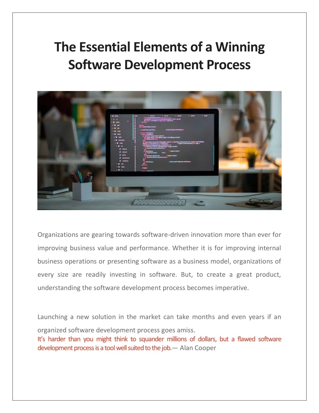 PPT - The Essential Elements of a Winning Software Development Process ...