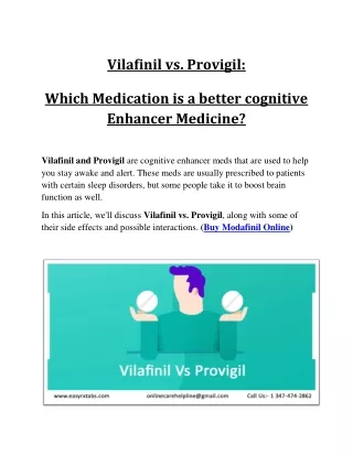 Vilafinil vs. Provigil: Which Medication is a better cognitive Enhancer Medicine?