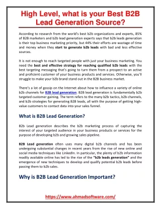 high level what is your best b2b lead generation