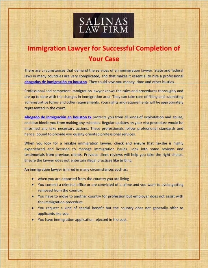 immigration lawyer for successful completion