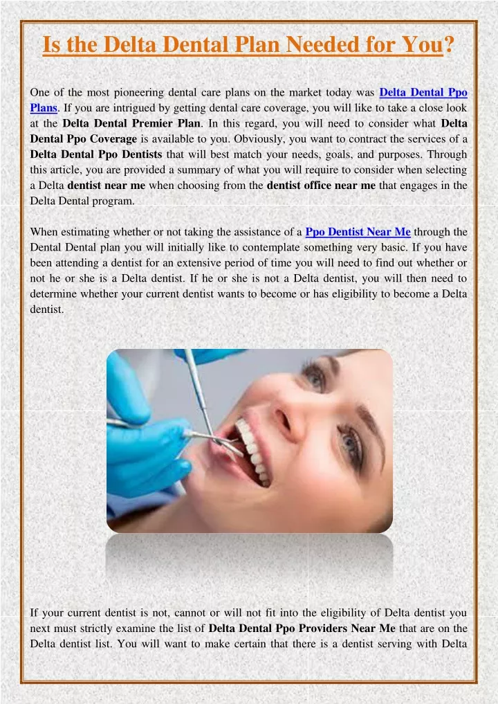 is the delta dental plan needed for you