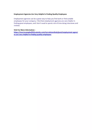 employment agencies are very helpful in finding