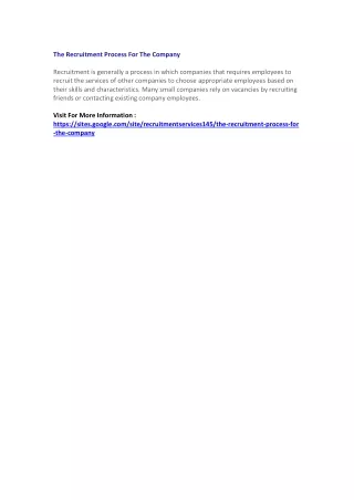 the recruitment process for the company