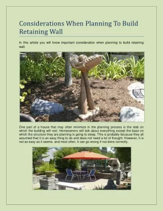 considerations when planning to build retaining