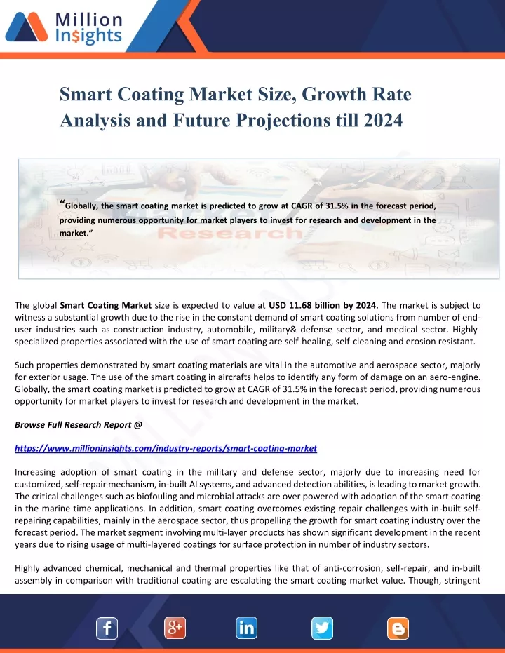 smart coating market size growth rate analysis